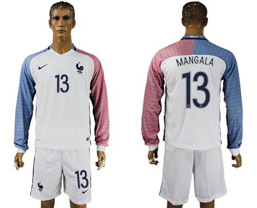 France #13 Mangala Away Long Sleeves Soccer Country Jersey - Click Image to Close